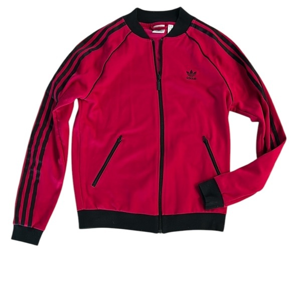 adidas Jackets & Blazers - Adidas hot pink and black zip up Track Jacket size small